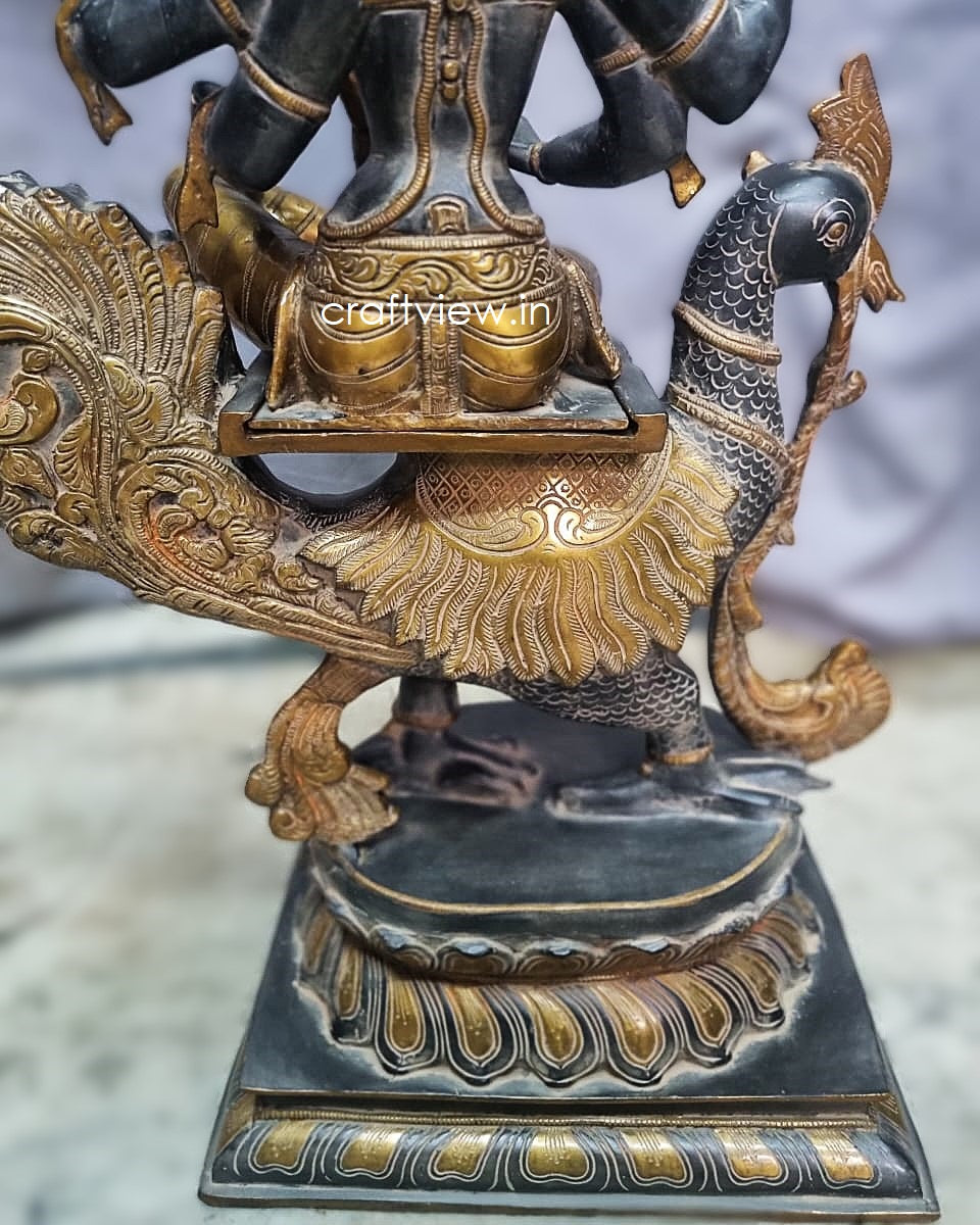 Significance of Sarasvati in Brass Art Sculpture Sitting On Peacock