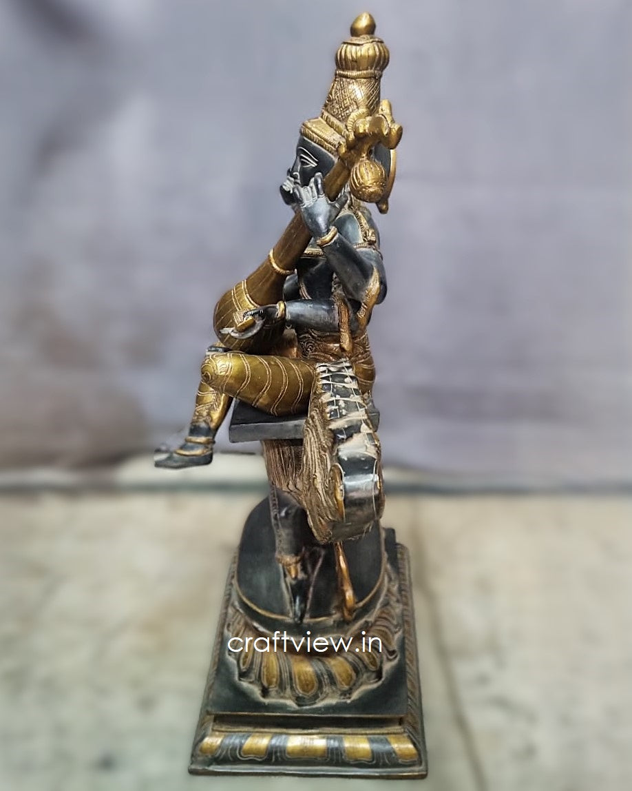 Significance of Sarasvati in Brass Art Sculpture Sitting On Peacock