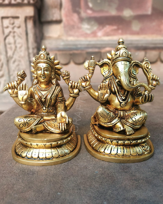 Brass Superfine Ganesh Lakshmi Idols