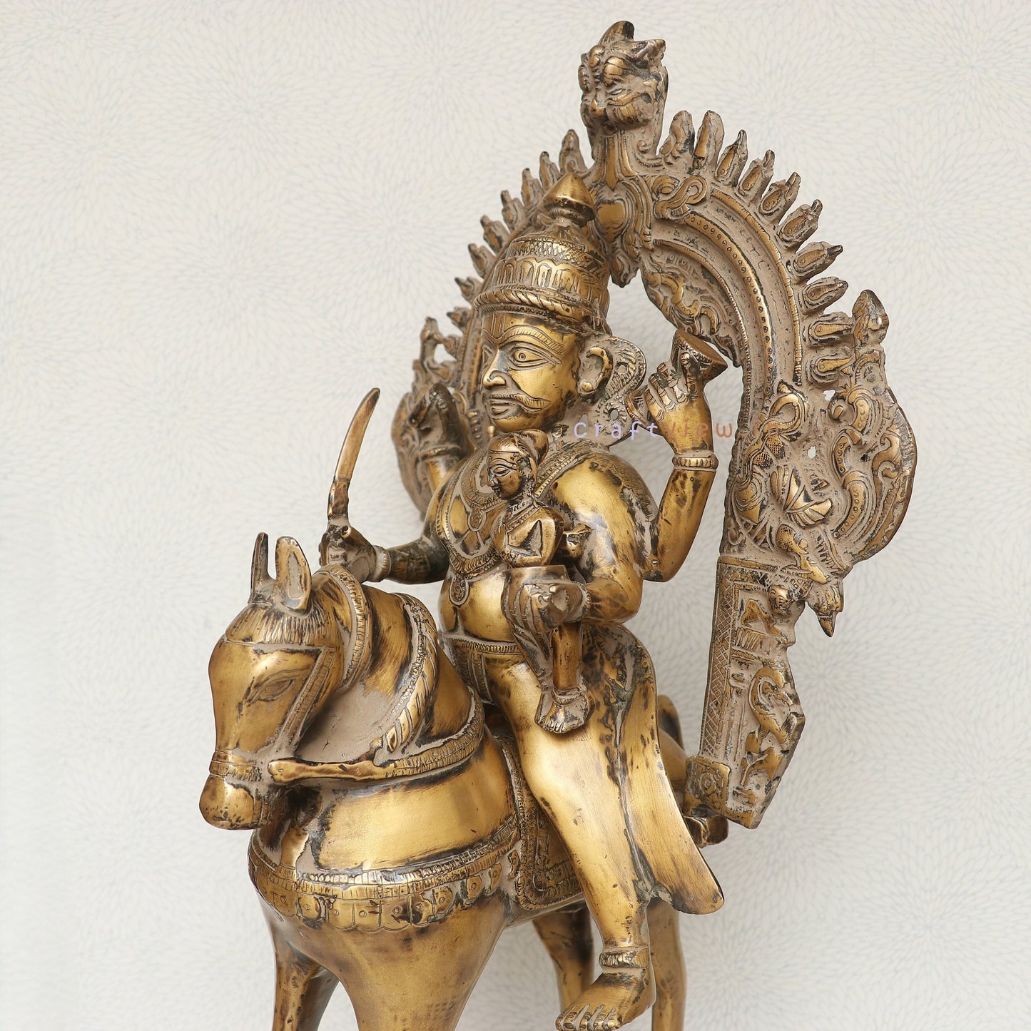 Divine Grace in Brass: Vintage Khandoba Figurine for Home Decoration