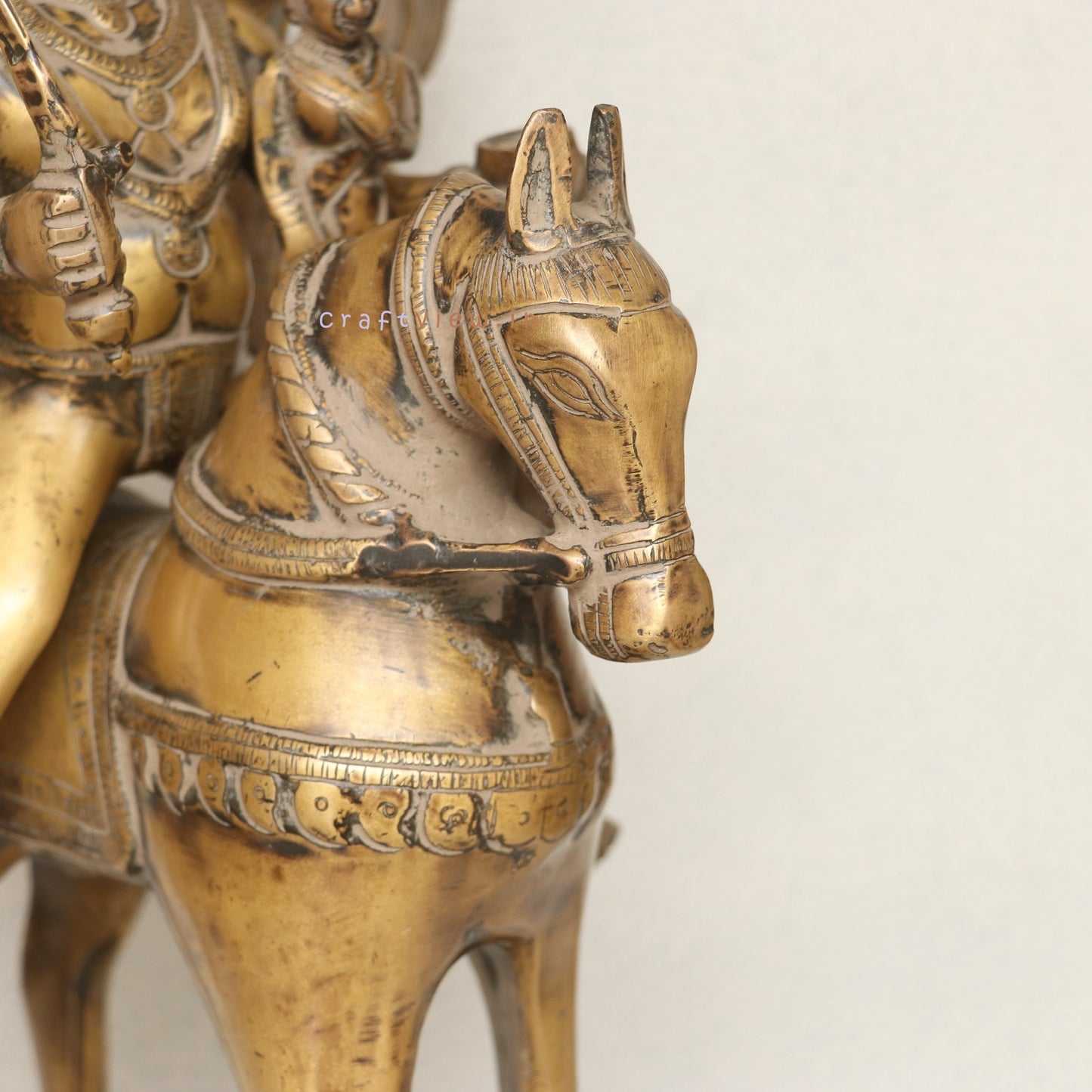 Divine Grace in Brass: Vintage Khandoba Figurine for Home Decoration