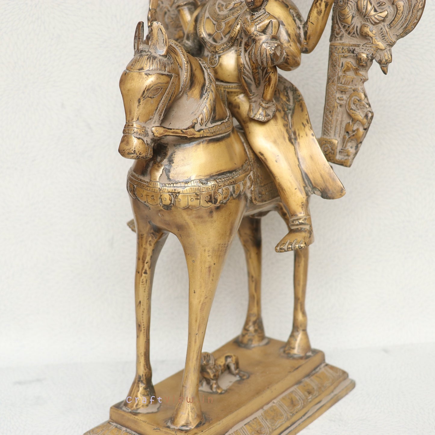 Divine Grace in Brass: Vintage Khandoba Figurine for Home Decoration