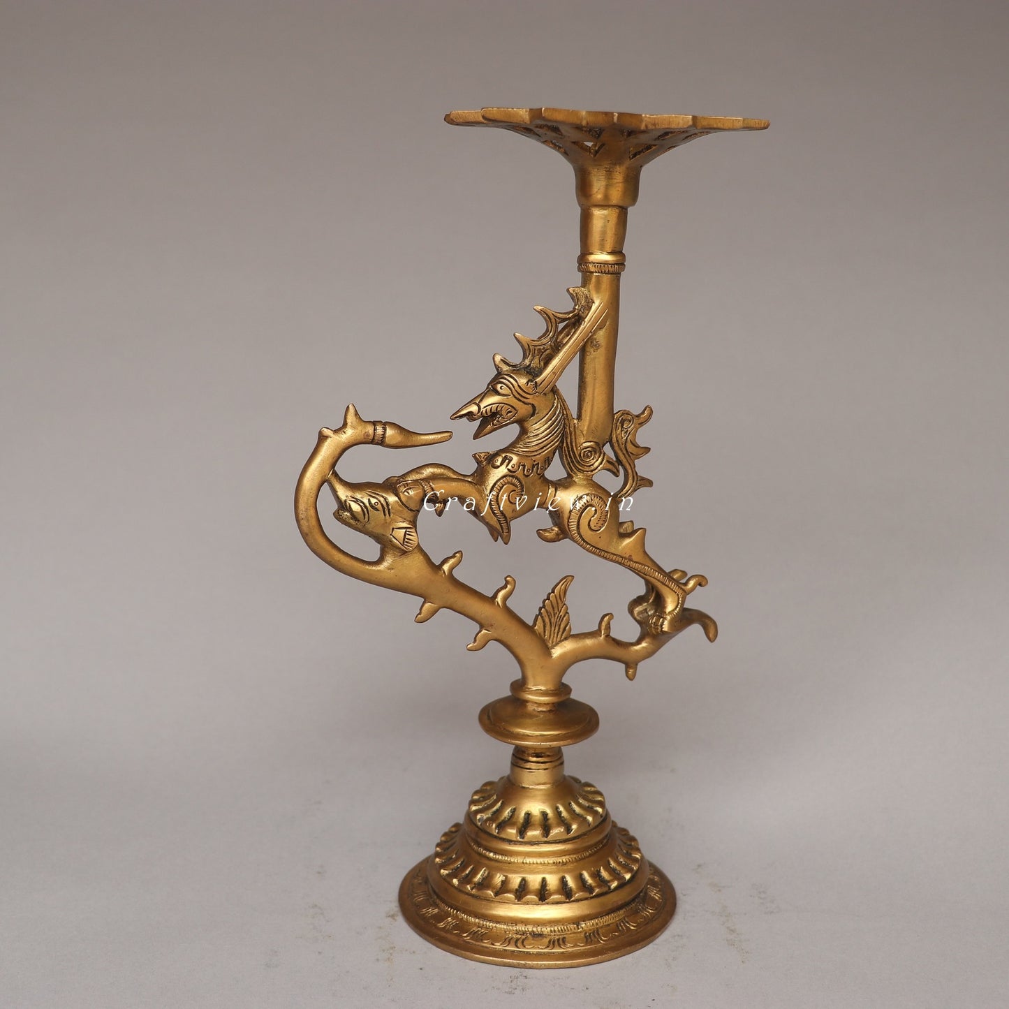 Brass Vyala Offering Candle Stand