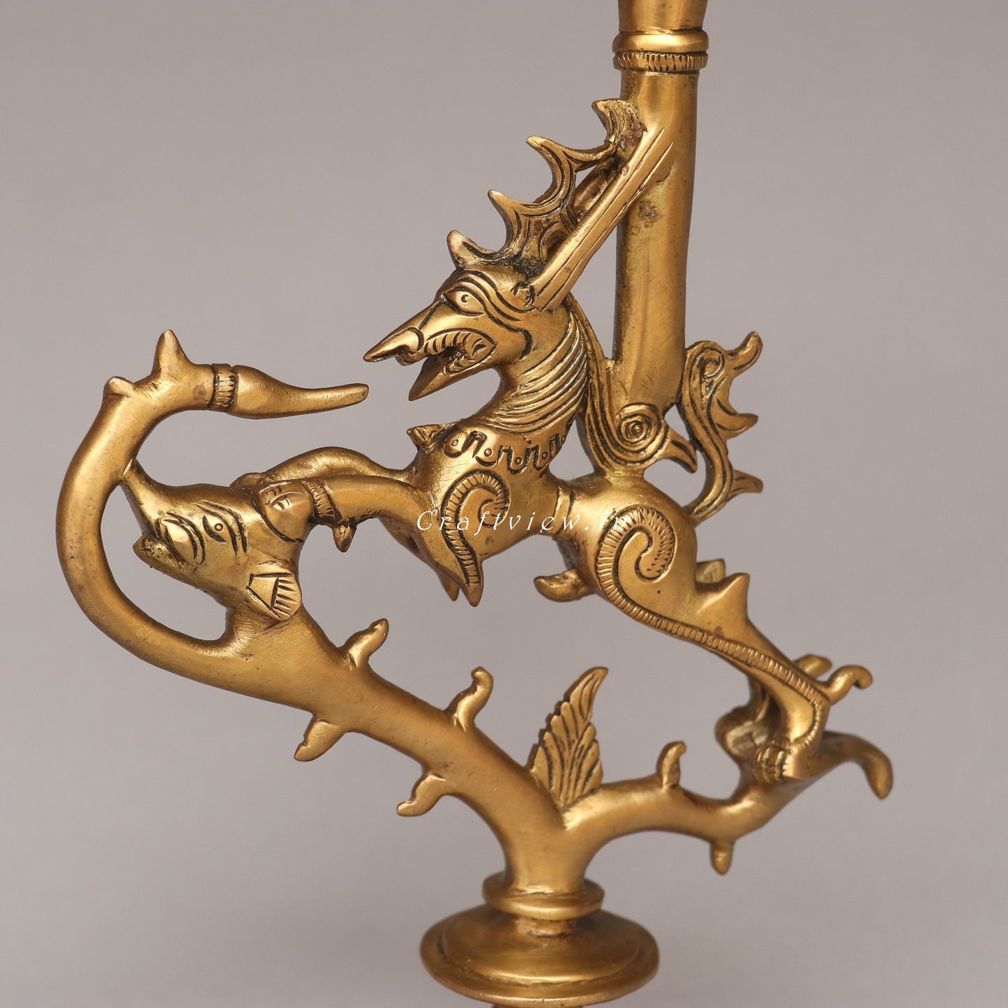 Brass Vyala Offering Candle Stand
