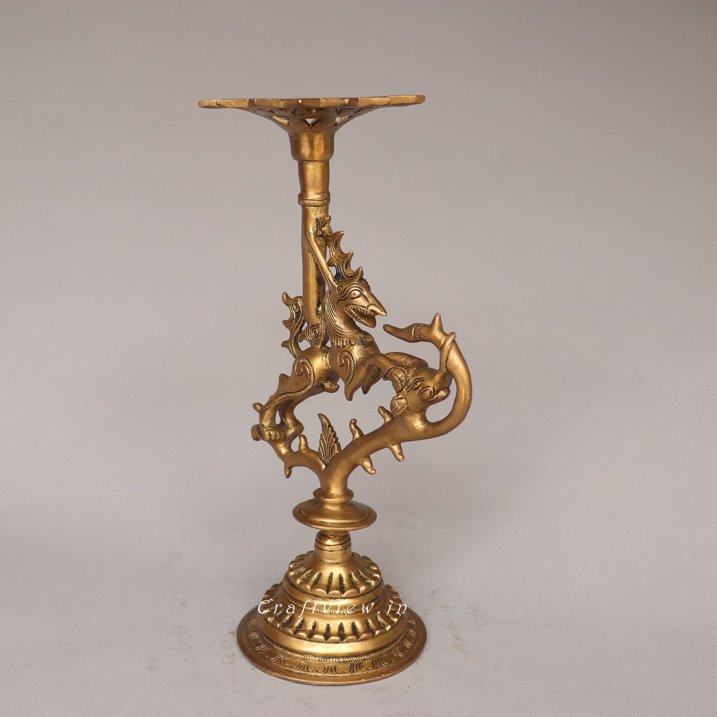 Brass Vyala Offering Candle Stand