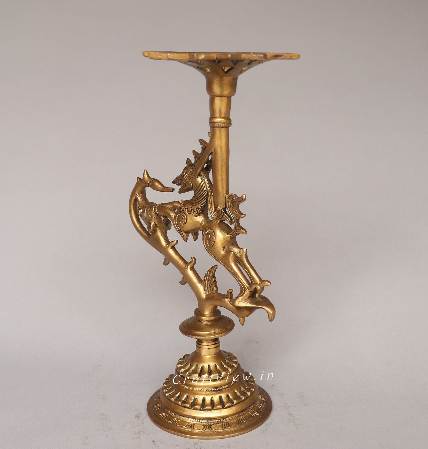 Brass Vyala Offering Candle Stand