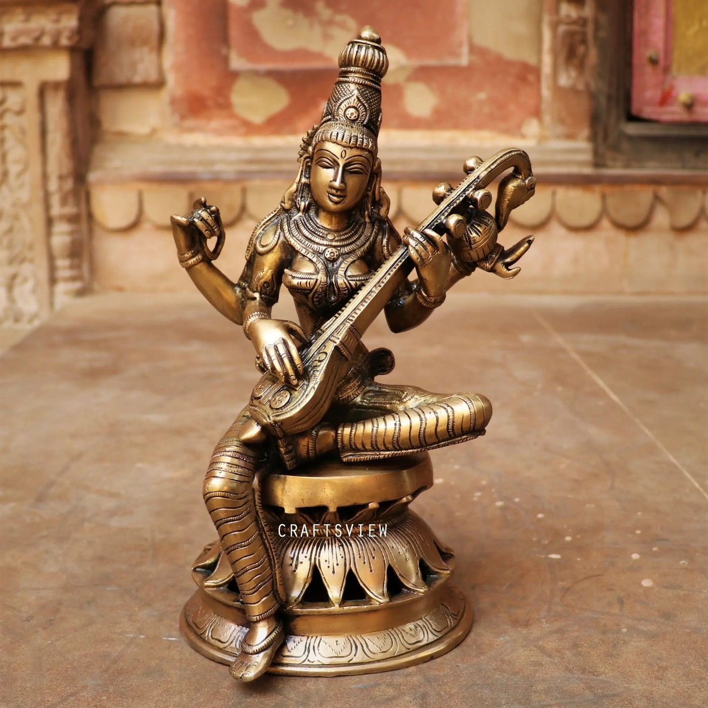 Brass Devi Lakshmi Statue 12" craftsview