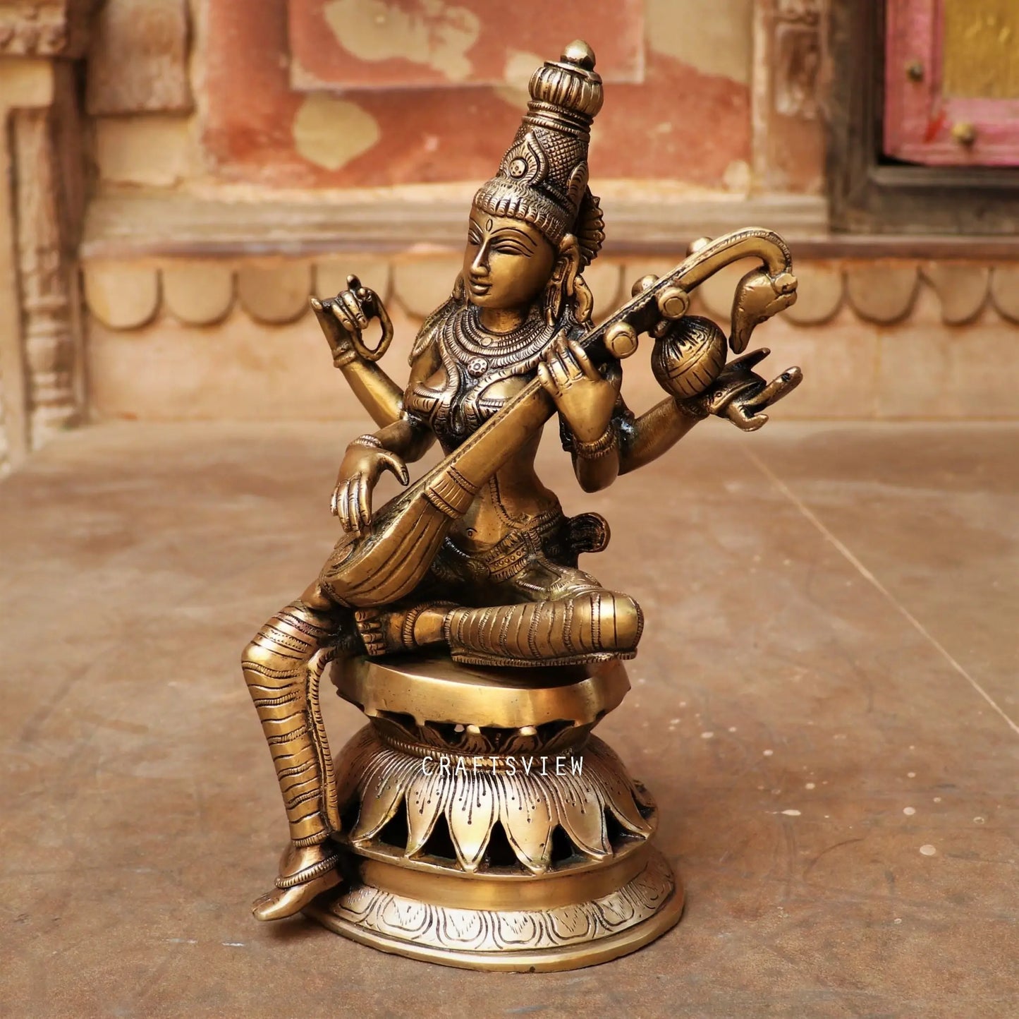Brass Devi Lakshmi Statue 12" craftsview