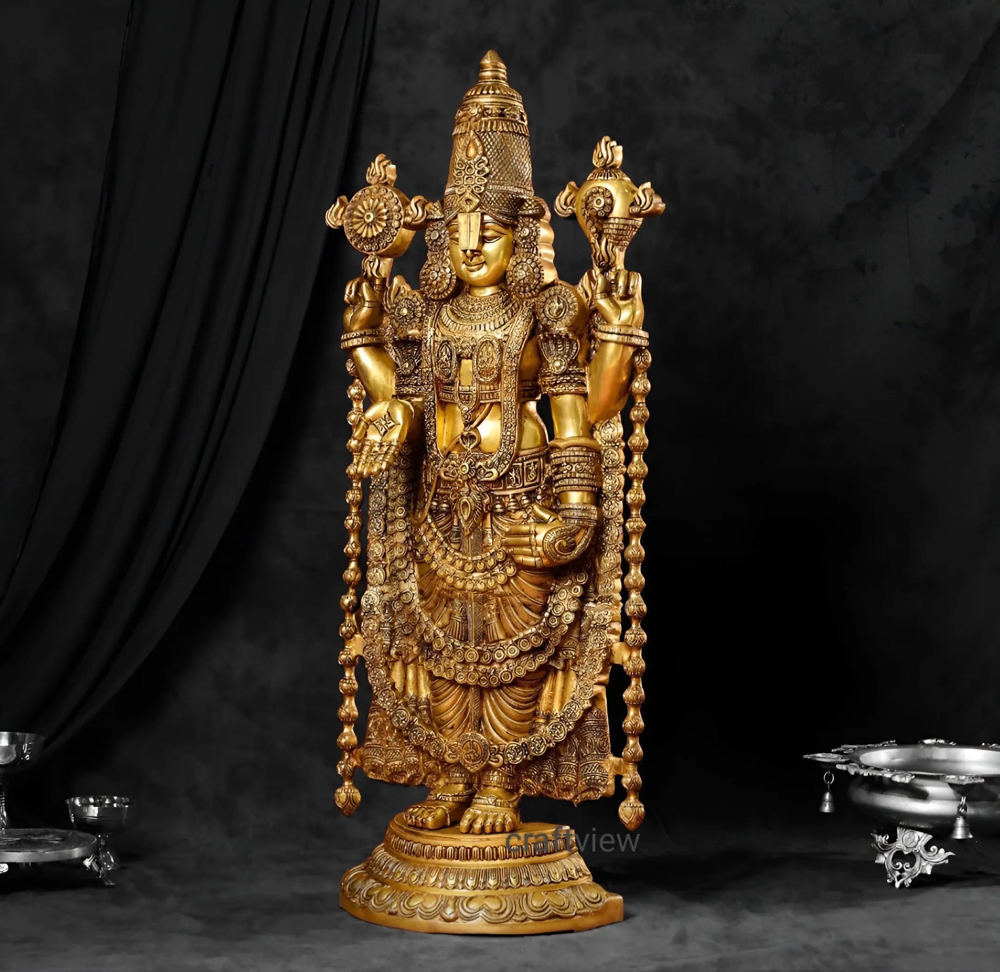 47" Brass Tirupati Balaji Venkateshwara Statue Craftsview