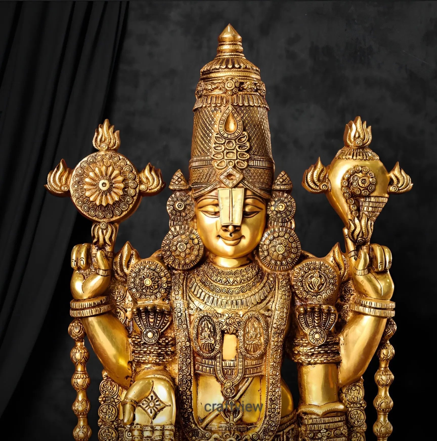 47" Brass Tirupati Balaji Venkateshwara Statue Craftsview