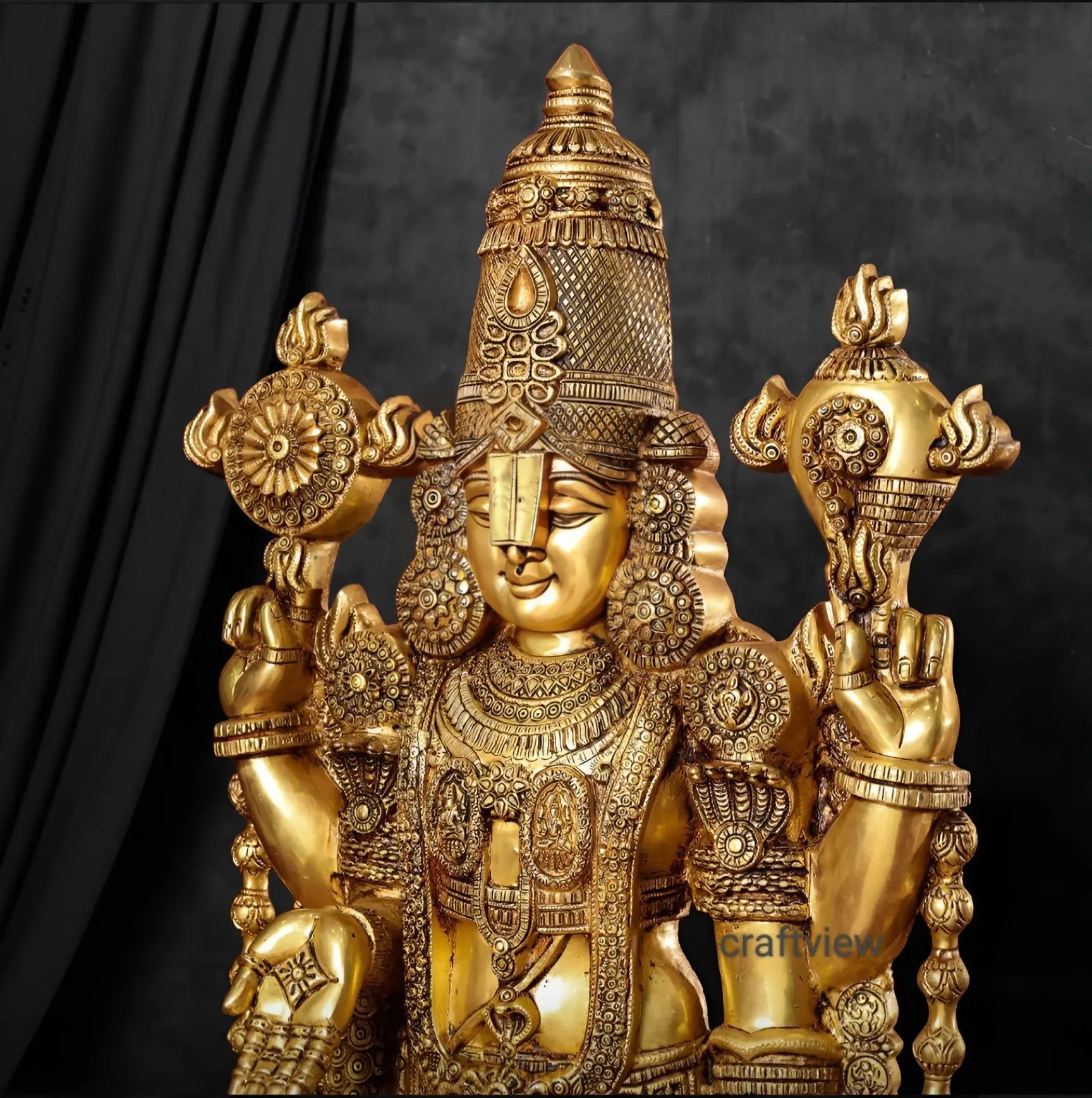 47" Brass Tirupati Balaji Venkateshwara Statue Craftsview