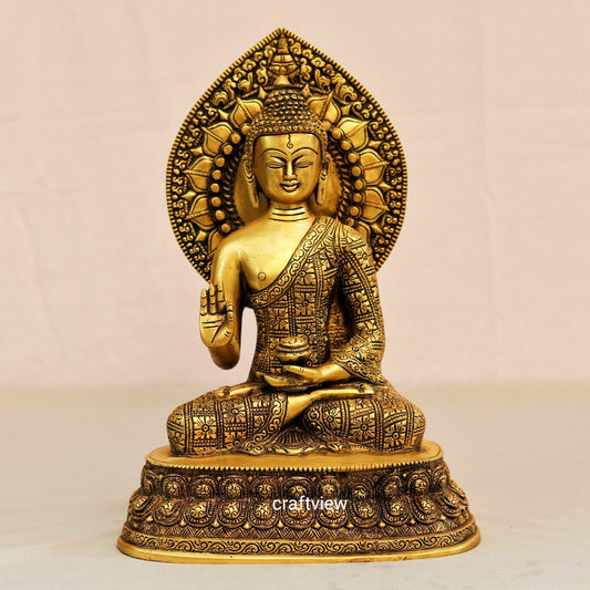 12" Brass Buddha Blessing Statue