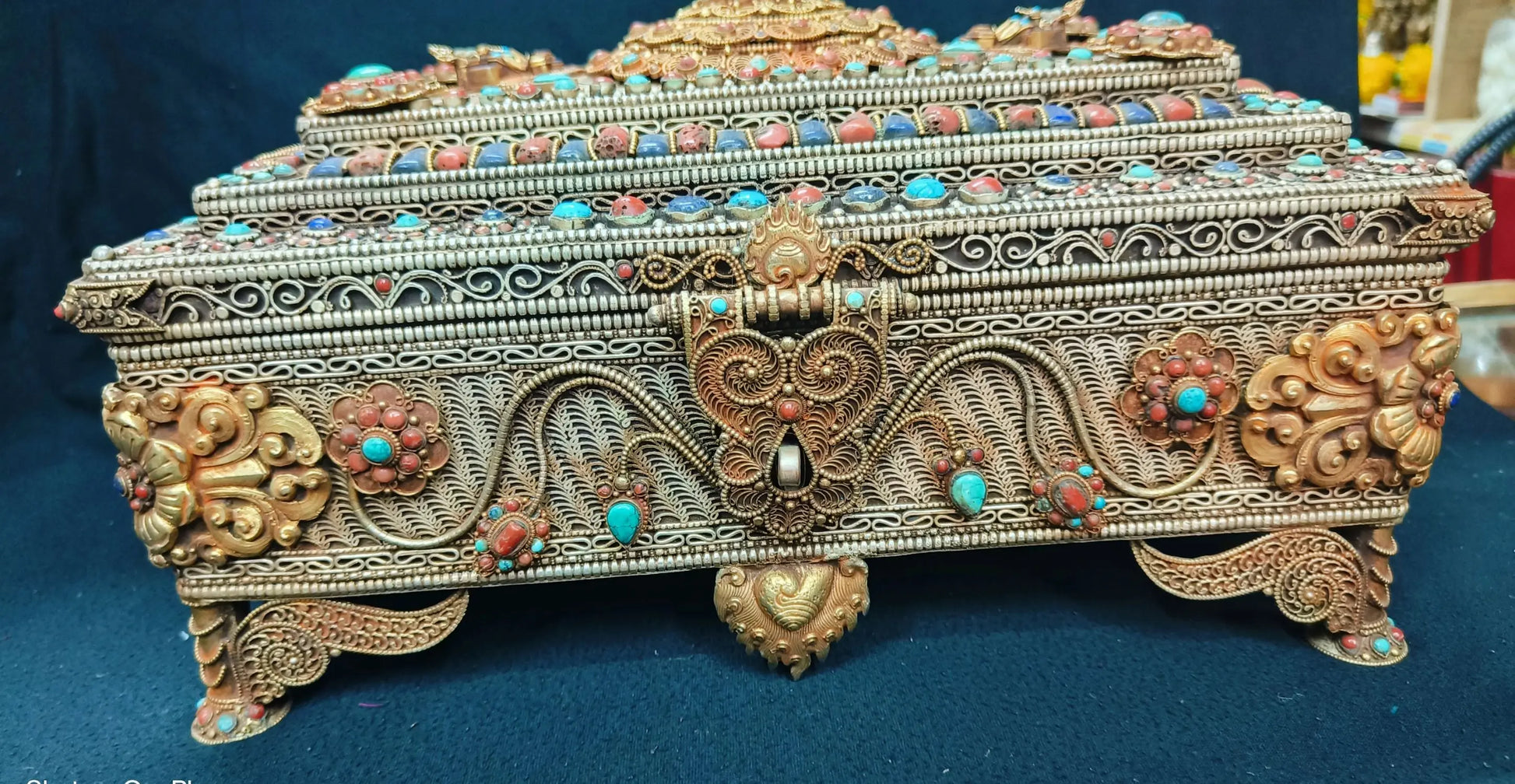6" Vintage Tibetan Jewelry box Container Hand Made craftview