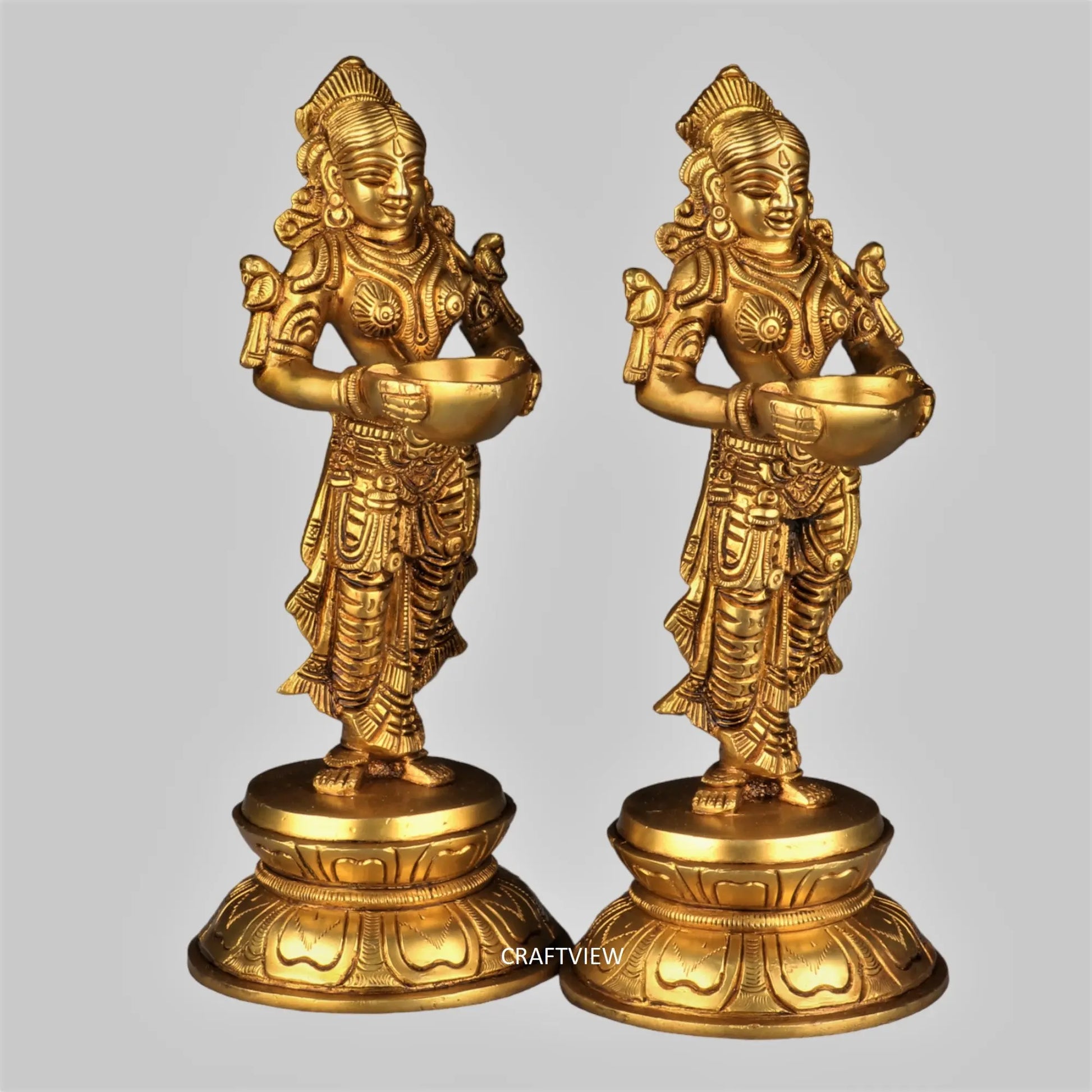 Brass Deep Lakshmi Statues 2 Peace of Set. craftsview