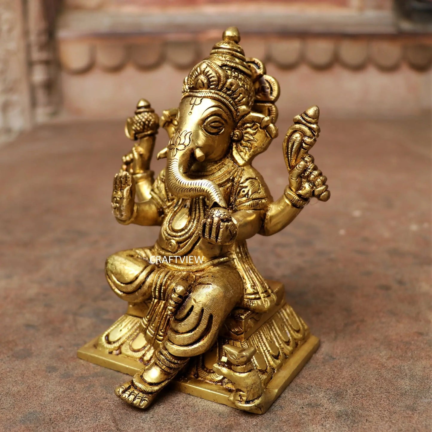 6" Brass Lord Ganesha Sculpture Craftsview