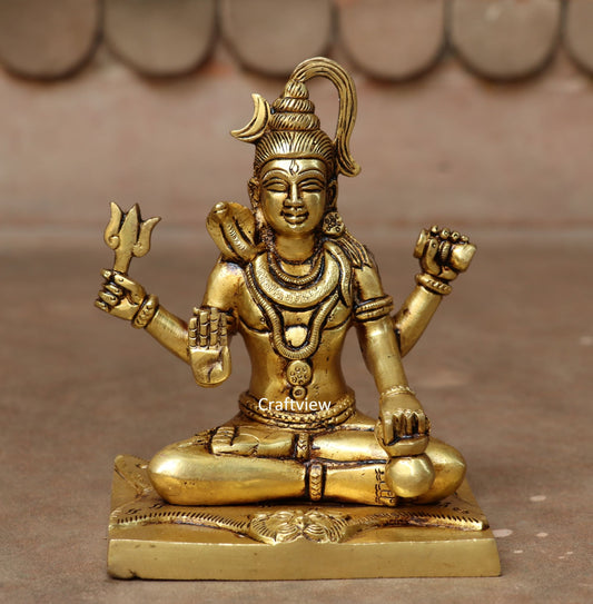 6" Brass Superfine Lord Shiva Sculpture