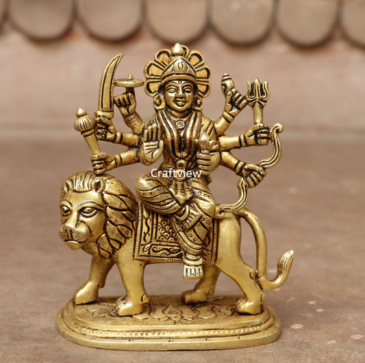 6" Superfine  Brass beautiful statue of Ma Sherawali