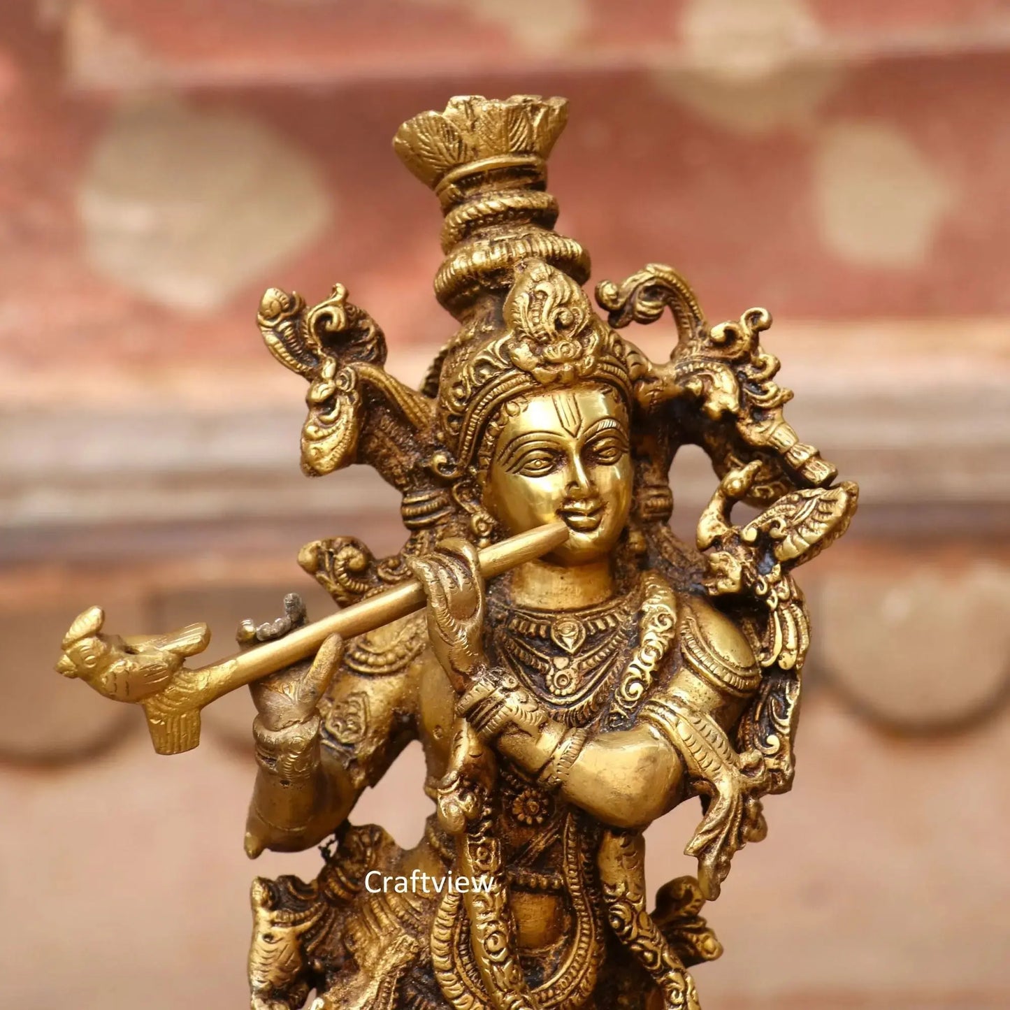 Brass Krishna Artistic Idol 14" craftsview