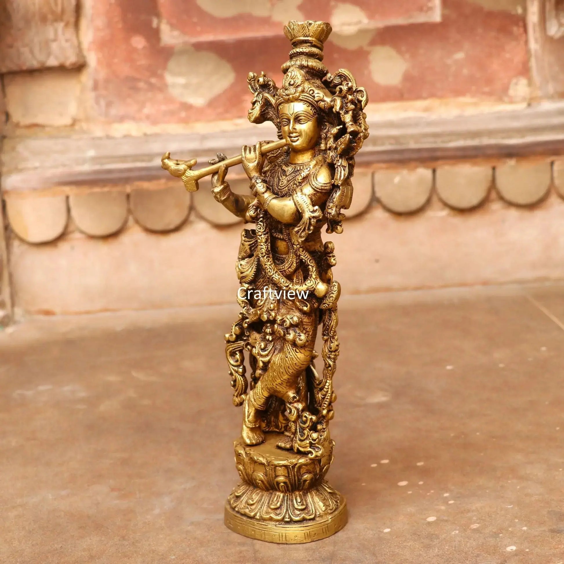 Brass Krishna Artistic Idol 14" craftsview