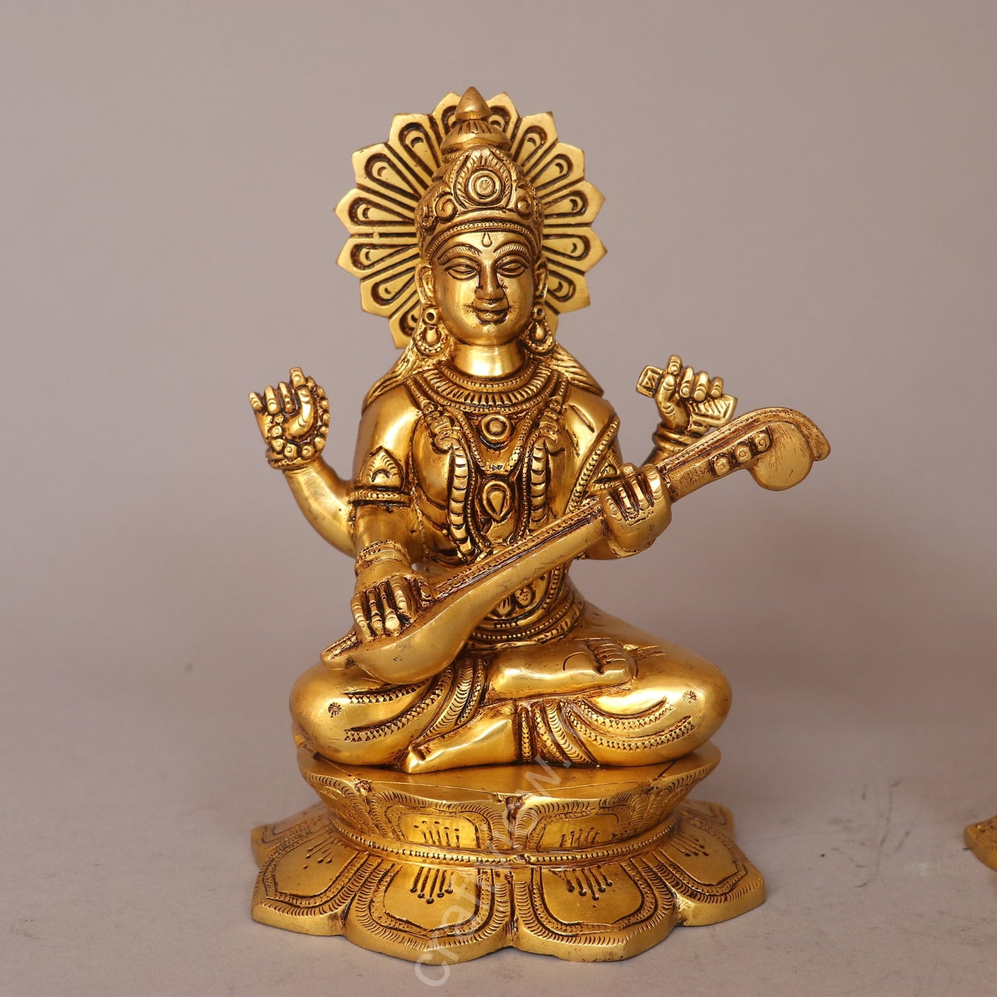 Superfine Brass Sarasvati Lakshmi Idols Pair