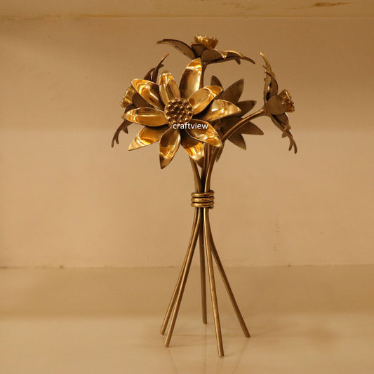 13" Brass Decorative Lotus Flower