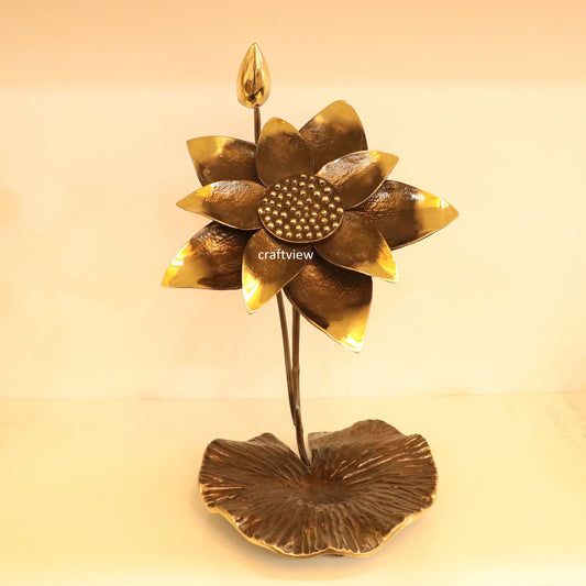 14" Brass Decorative Lotus Flower