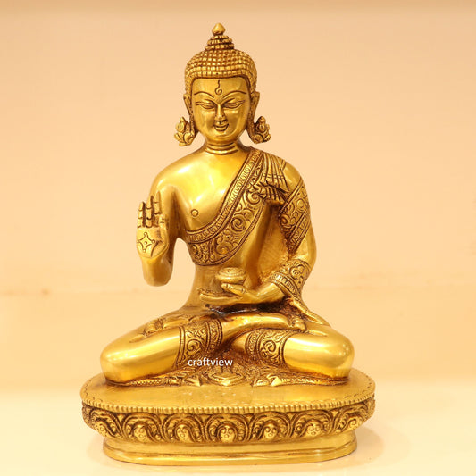 8.5" Brass Buddha Blessing Statue