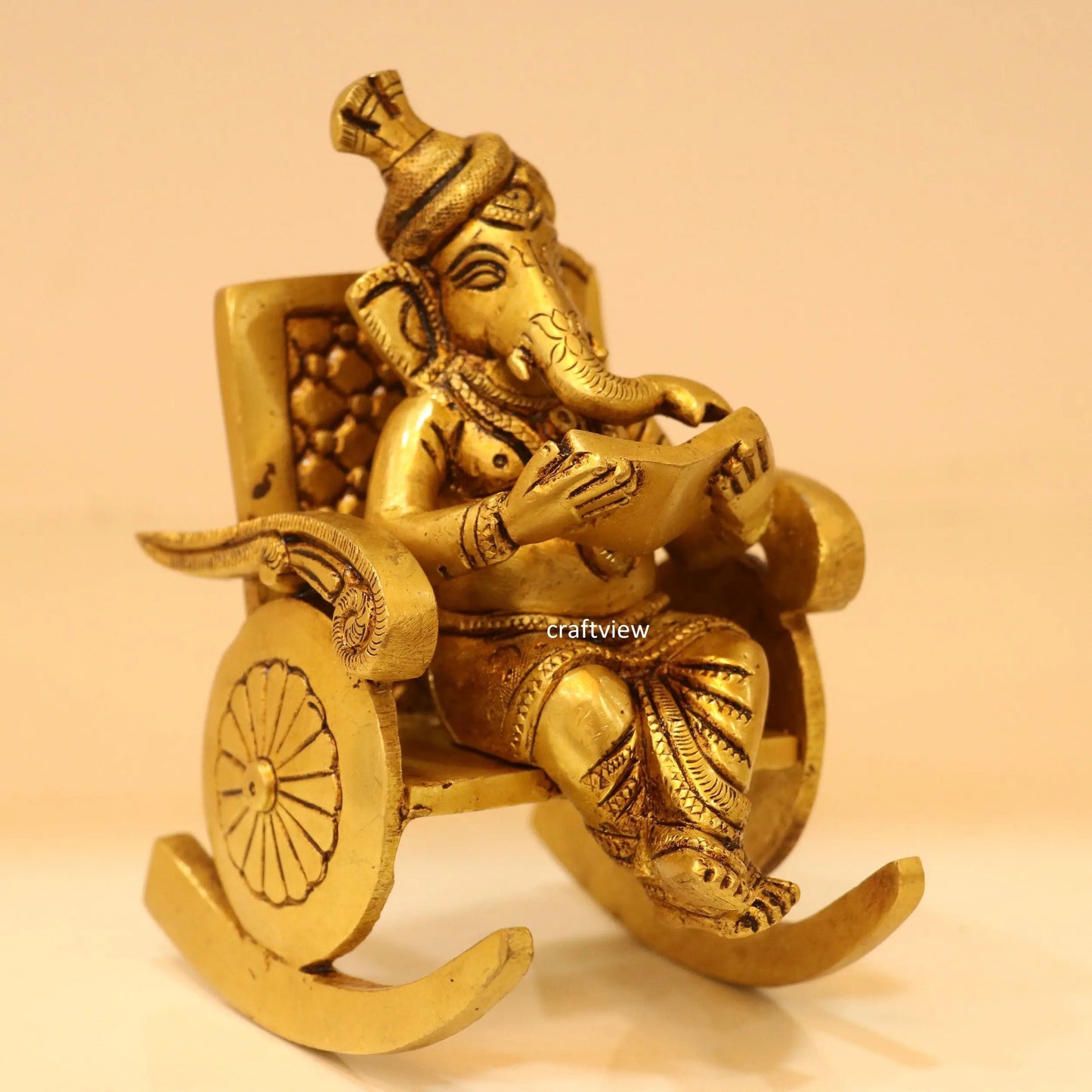 5.5" Superfine Brass Rocking Ganesh Idols Craftsview