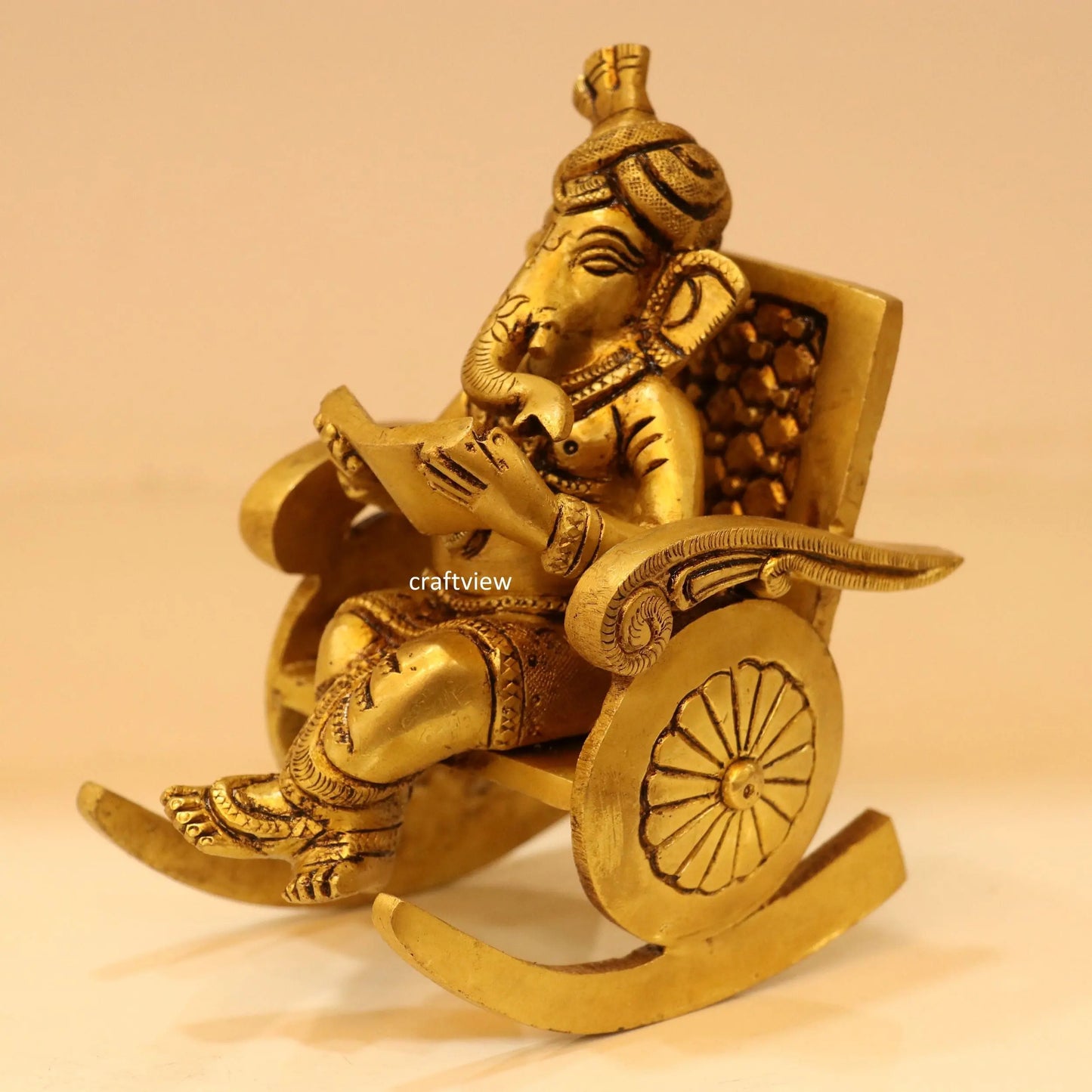 5.5" Superfine Brass Rocking Ganesh Idols Craftsview