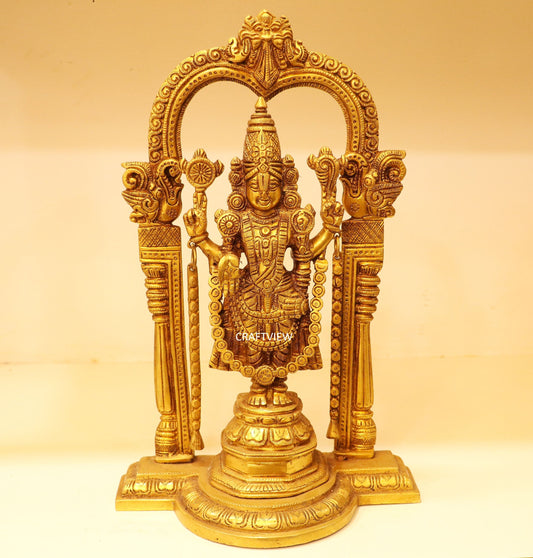 13" Brass Tirupati Balaji Venkateshwara Statue