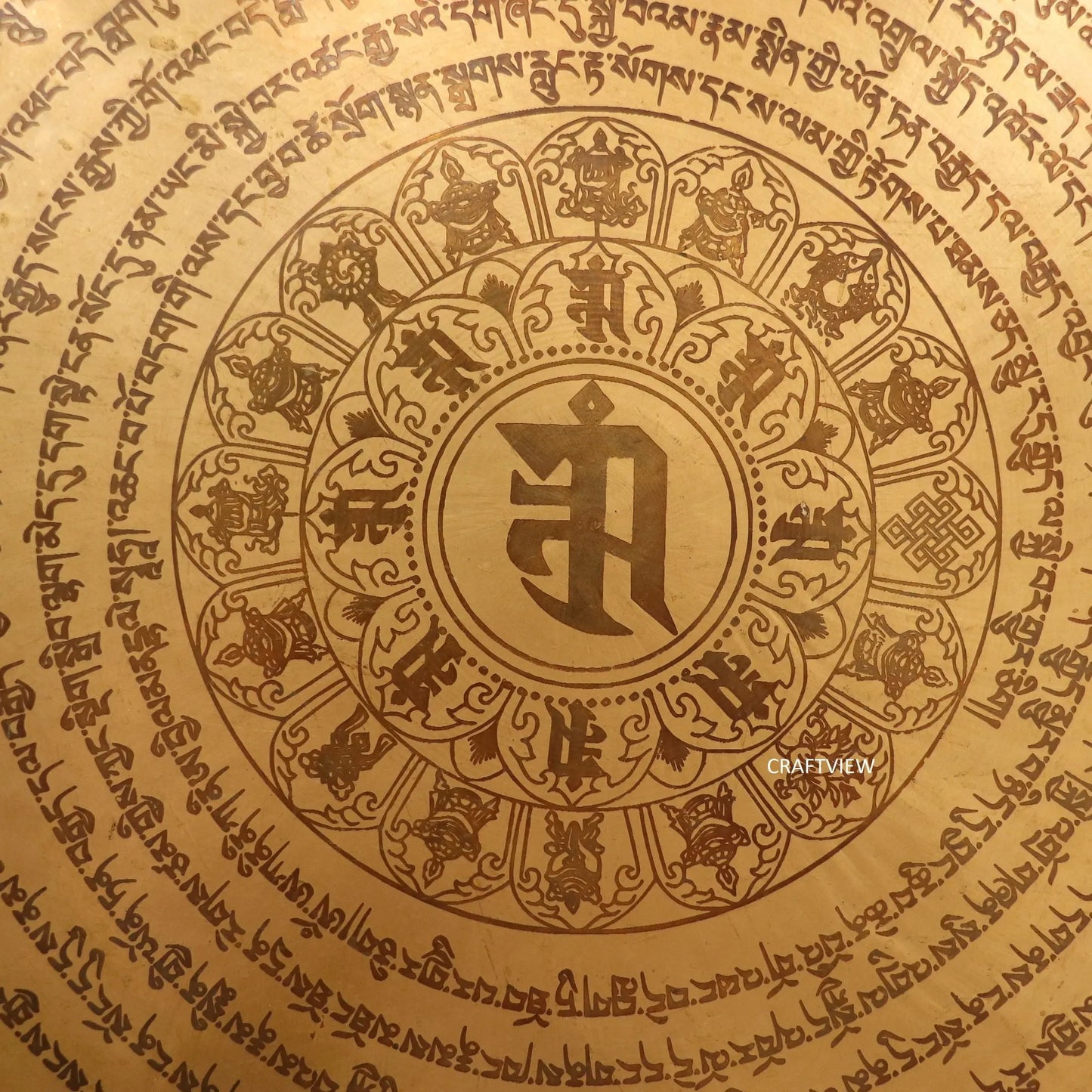 18''Eight Auspicious Symbol Healing Gong for Meditation in Bronze Craftsview