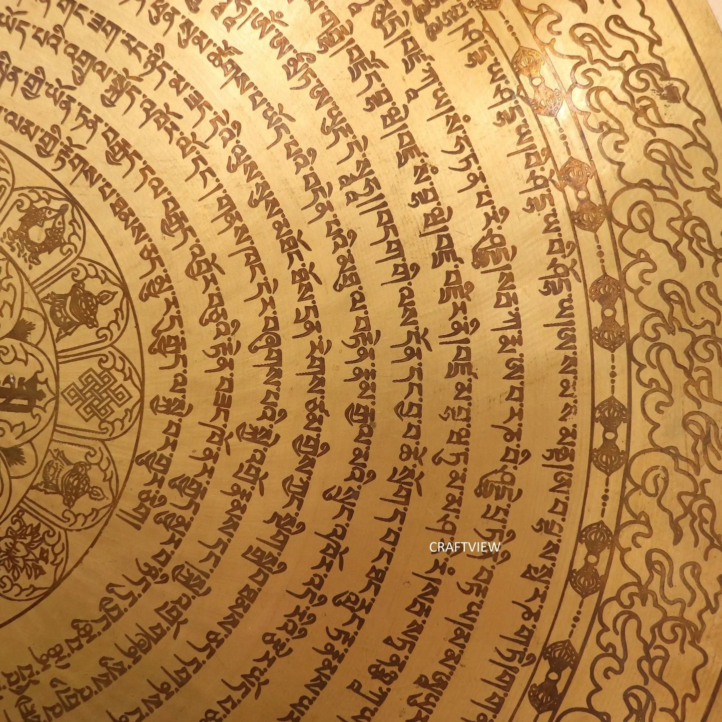 18''Eight Auspicious Symbol Healing Gong for Meditation in Bronze Craftsview