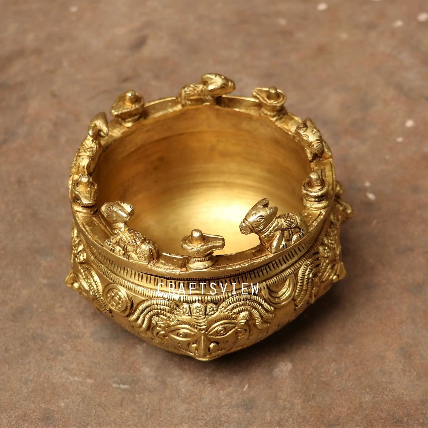 Bhunes Brass Nandhi Lota, Shiv Lingam, Holy Pooja Bowl craftsview
