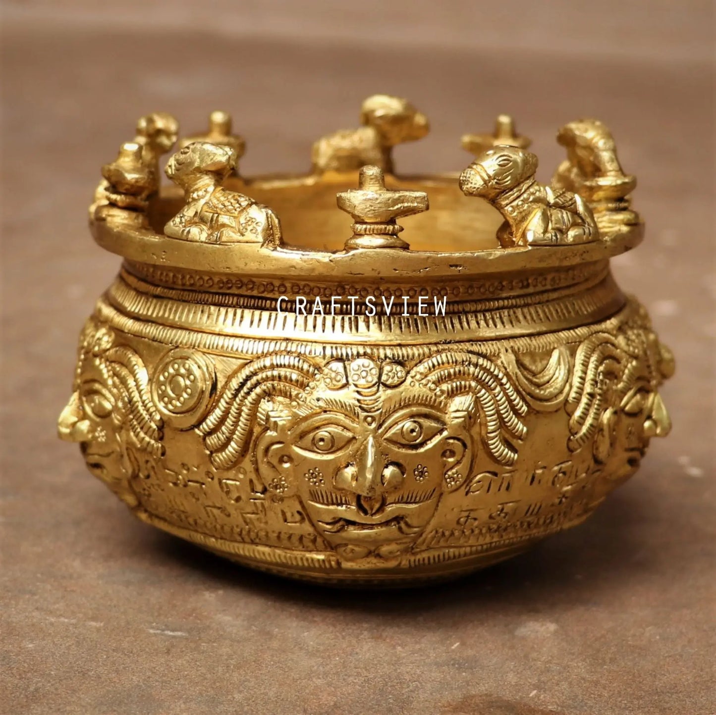 Bhunes Brass Nandhi Lota, Shiv Lingam, Holy Pooja Bowl craftsview