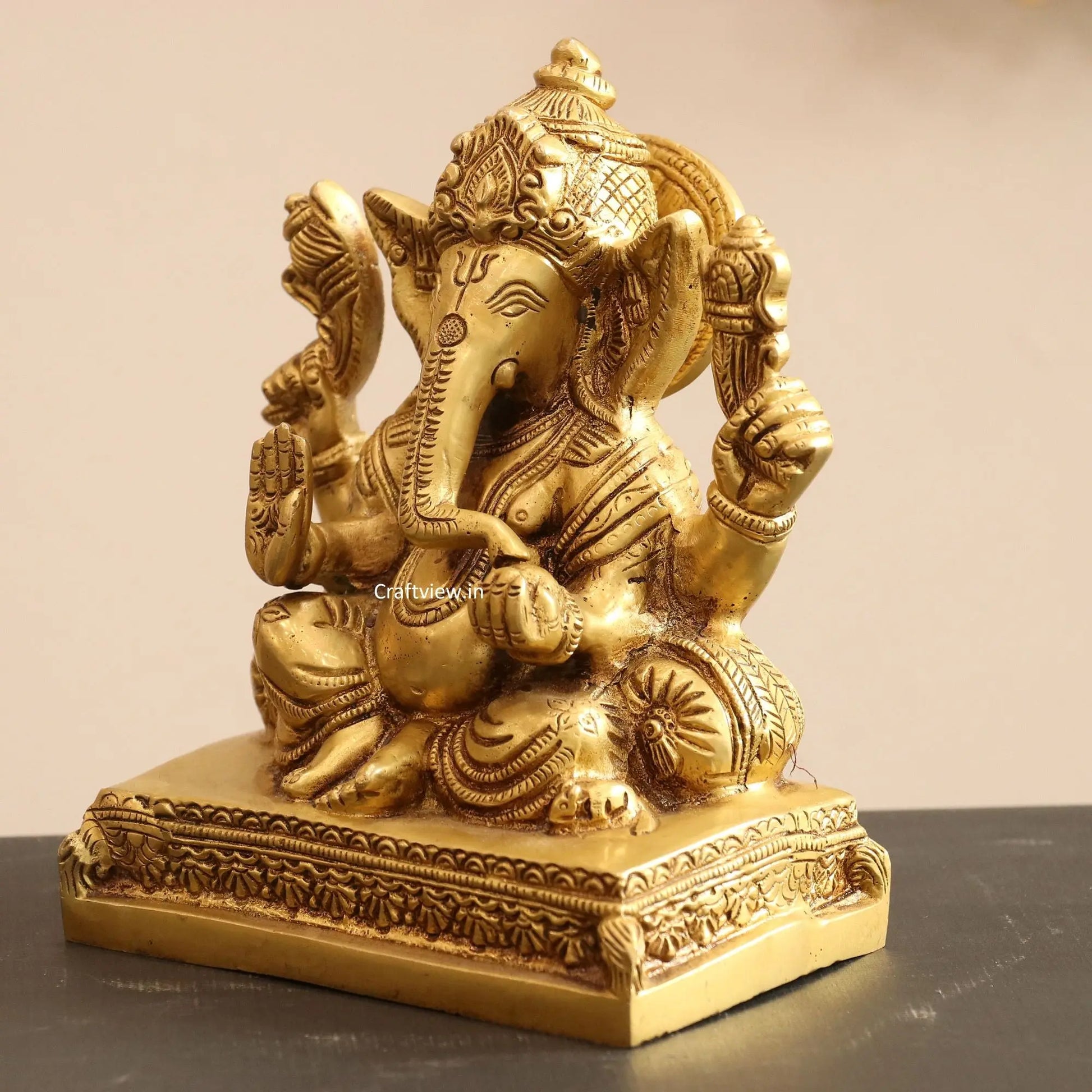 7" Brass Lord Ganesh Idol superfine Craftsview