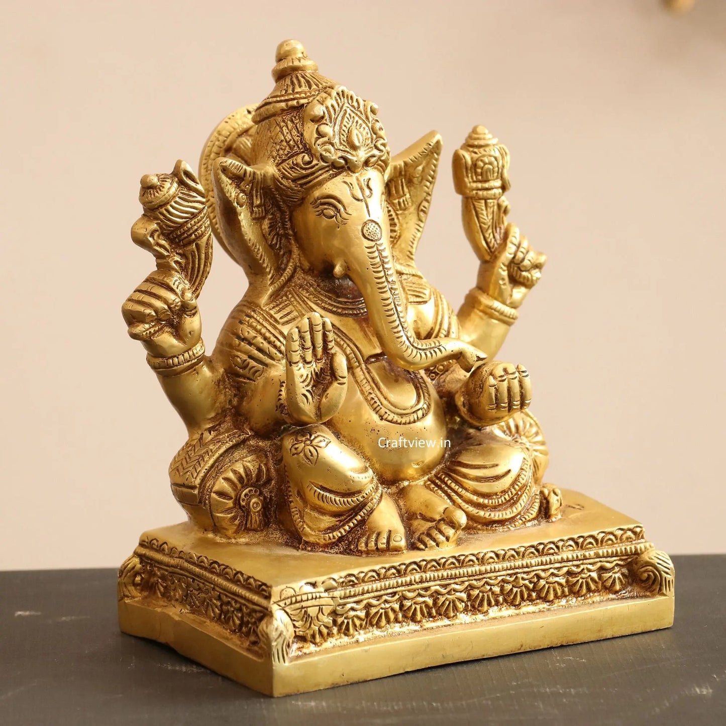 7" Brass Lord Ganesh Idol superfine Craftsview