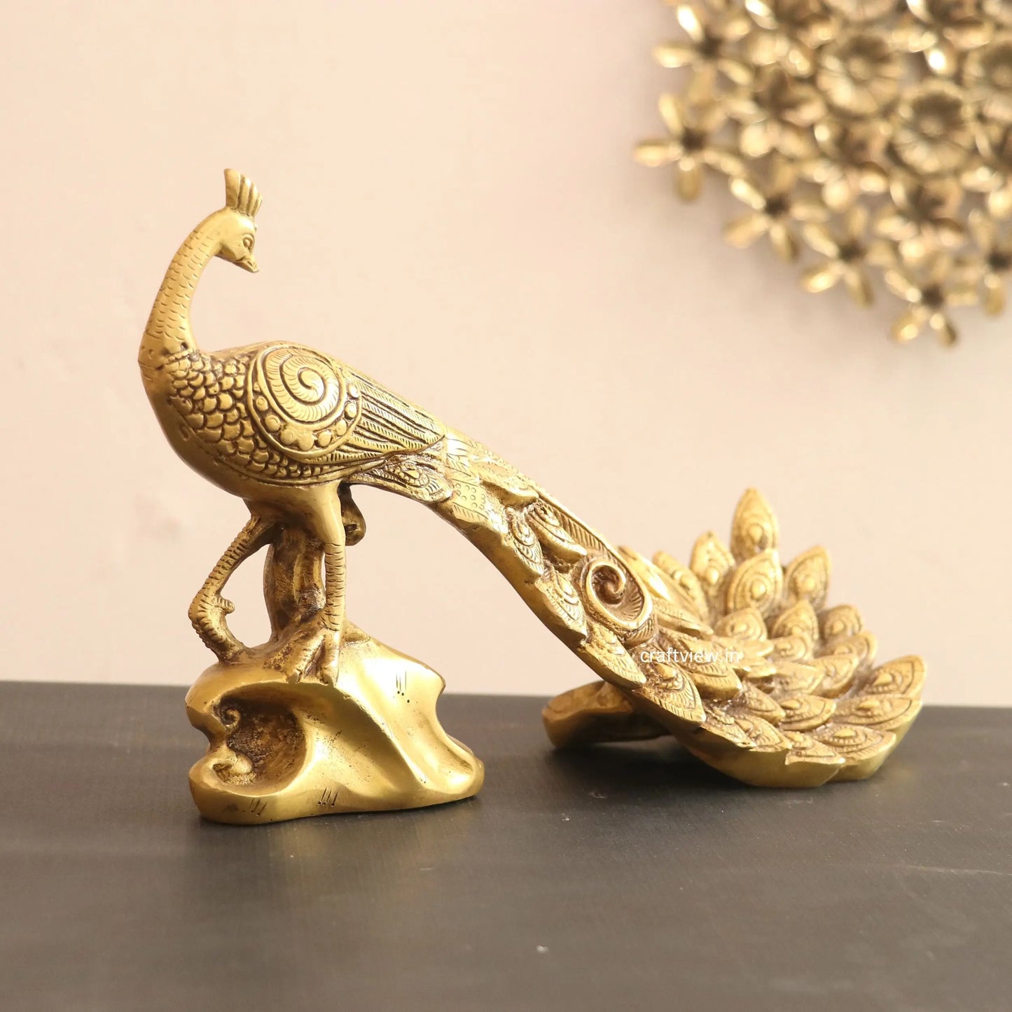 Brass Décor Peacock Figurine craftsview