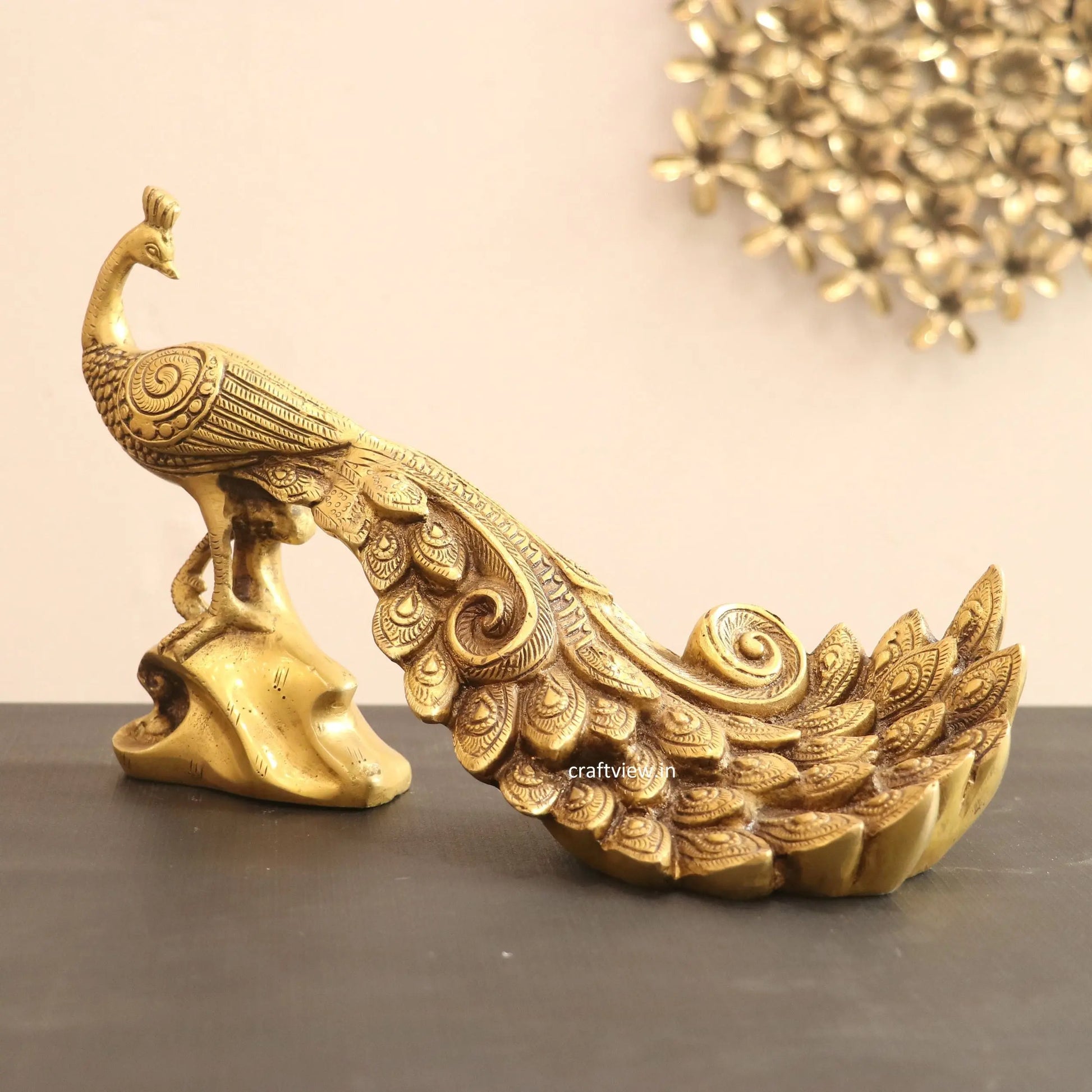 Brass Décor Peacock Figurine craftsview