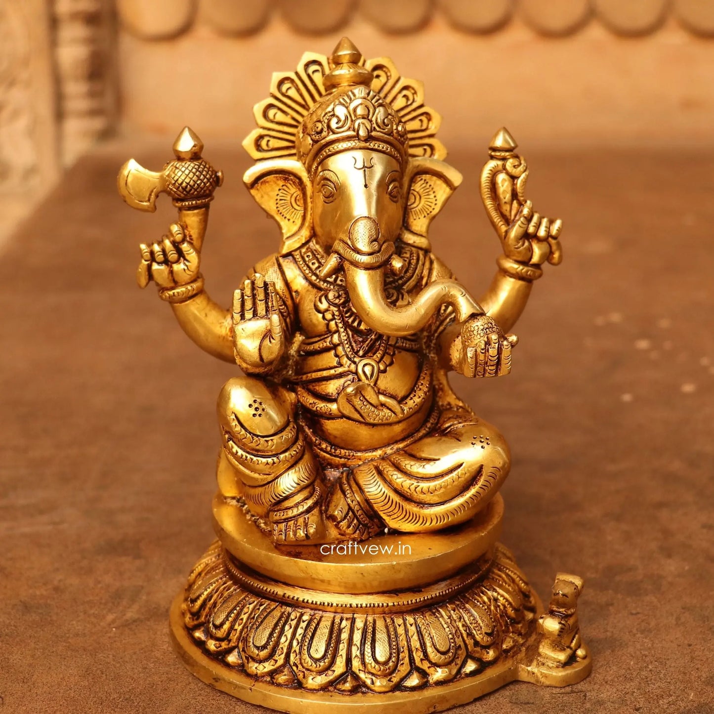 8" Brass Superfine Exquisite Ganesha Lakshmi Idols pair Craftsview