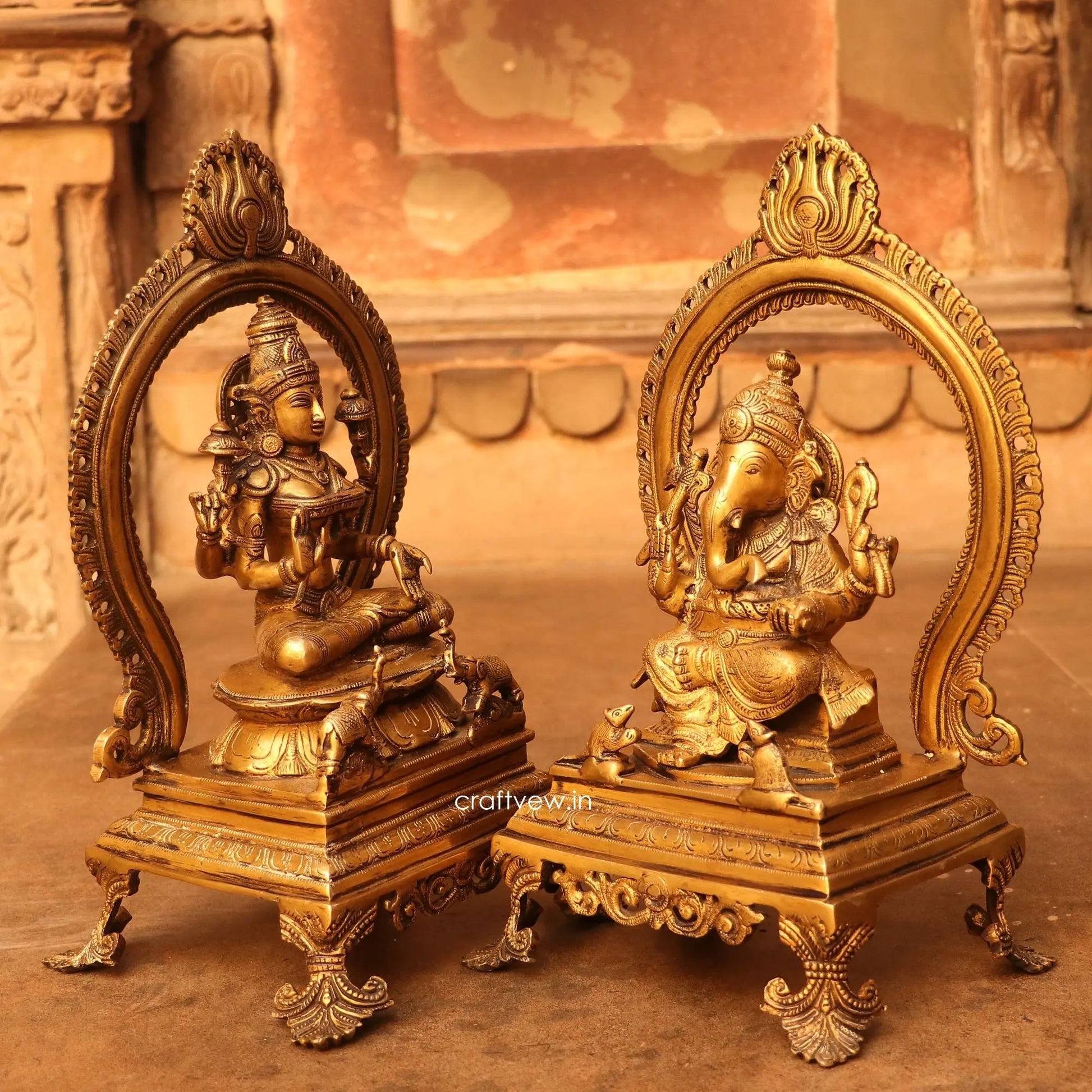 Brass Beautiful Lakshmi Ganesh Statues Fine Quality craftsview