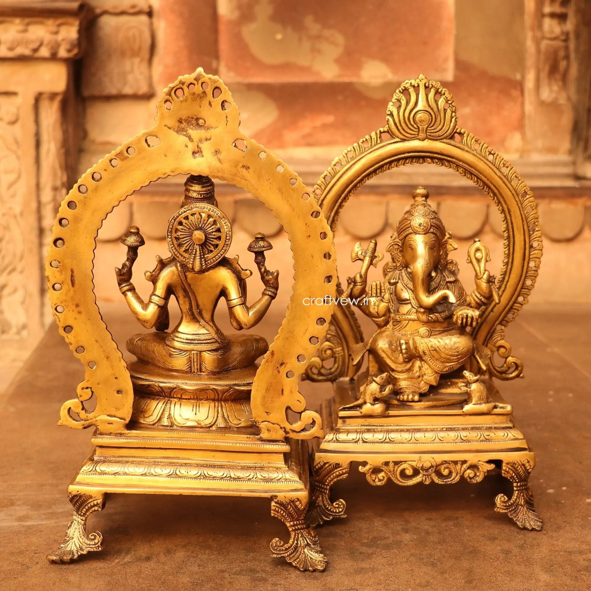 Brass Beautiful Lakshmi Ganesh Statues Fine Quality craftsview