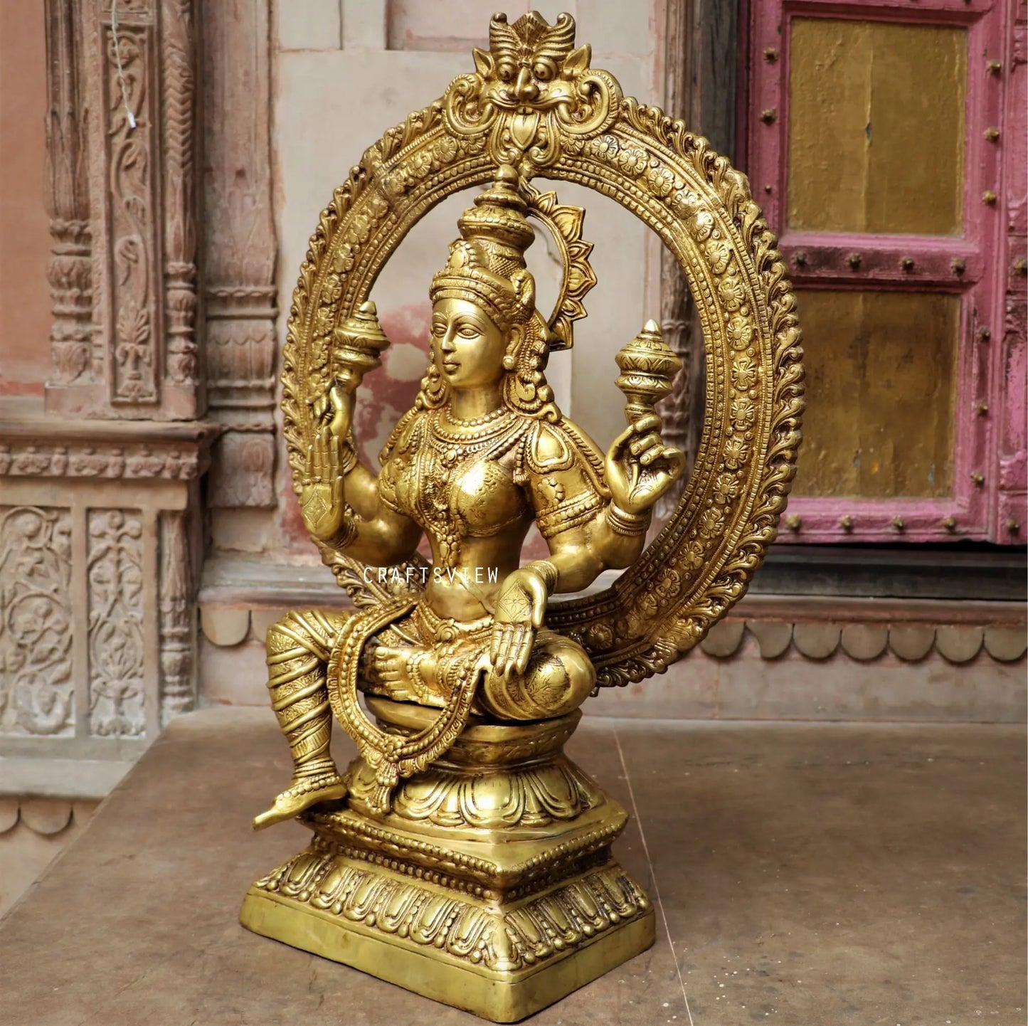 Brass Blessing Maa Lakshmi Idol 43" craftsview