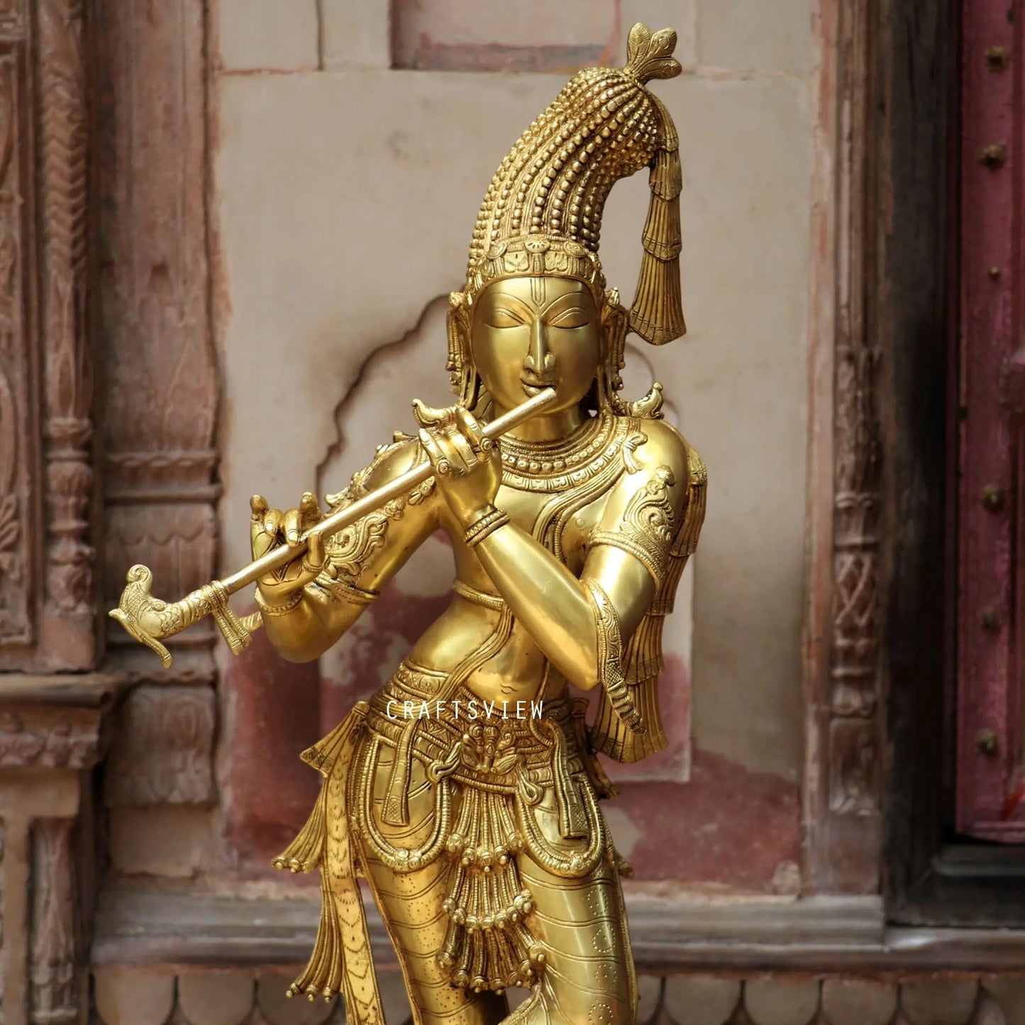 Brass Standing Lord Krishna Statue craftsview