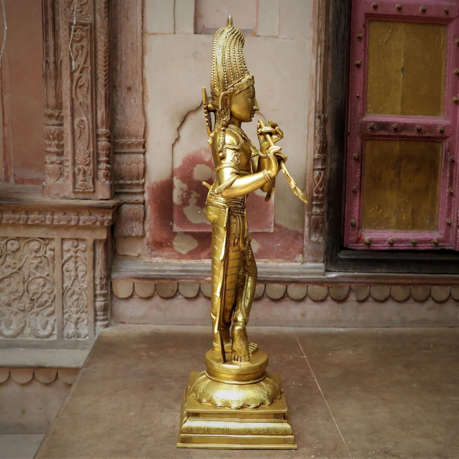 Brass Standing Lord Krishna Statue craftsview