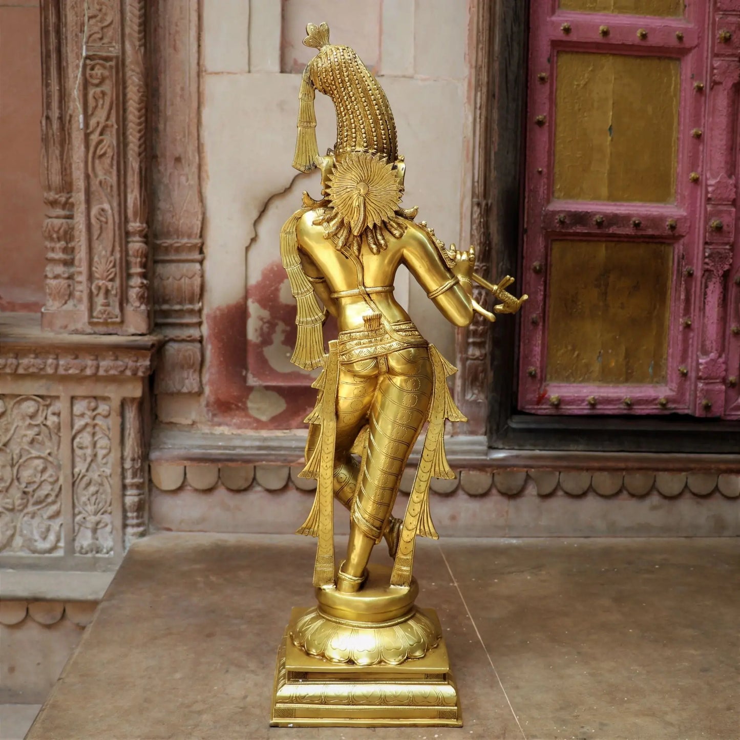 Brass Standing Lord Krishna Statue craftsview