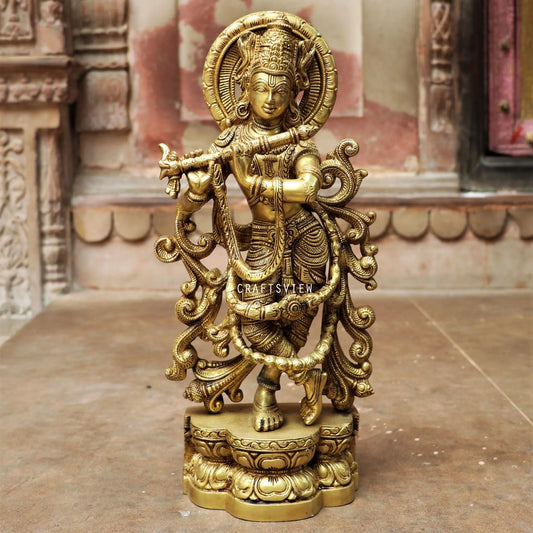 Brass Lord Krishna Statue craftsview