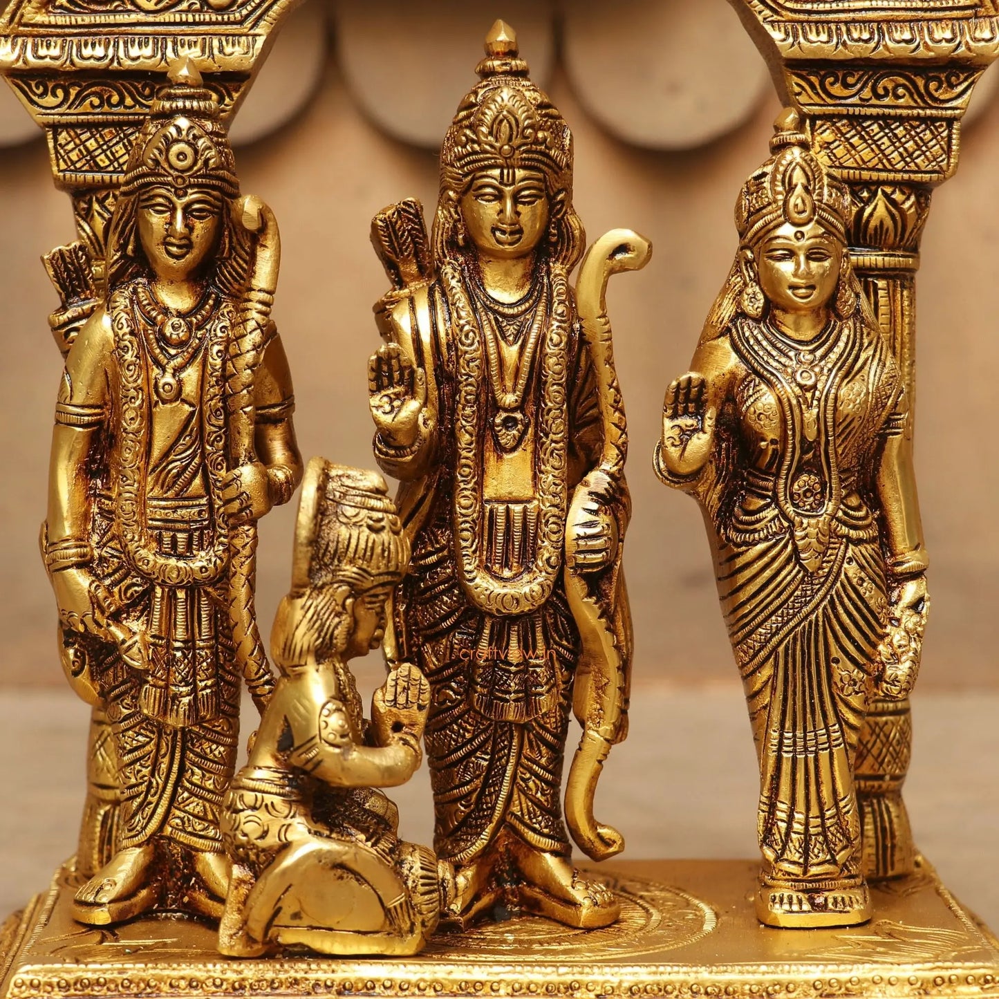 Brass Ramdarbar Idol With Prabhavali 12" - Craftview