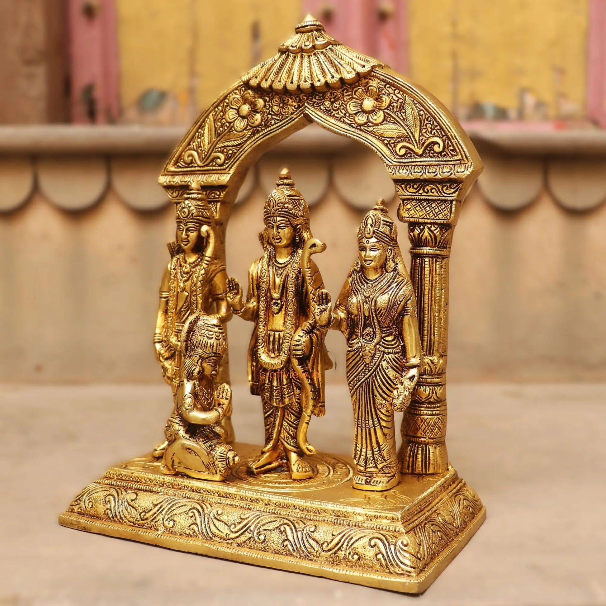 Brass Ramdarbar Idol With Prabhavali 12" - Craftview