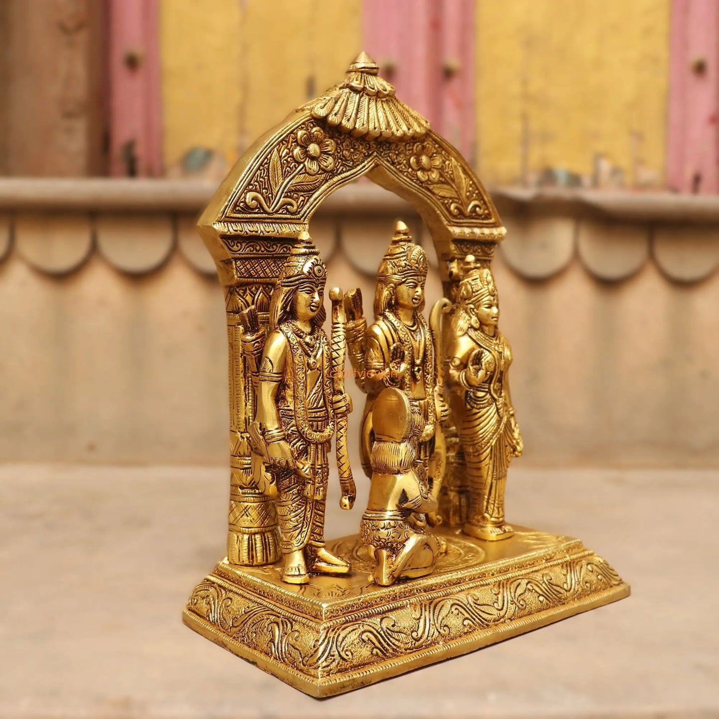 Brass Ramdarbar Idol With Prabhavali 12" - Craftview