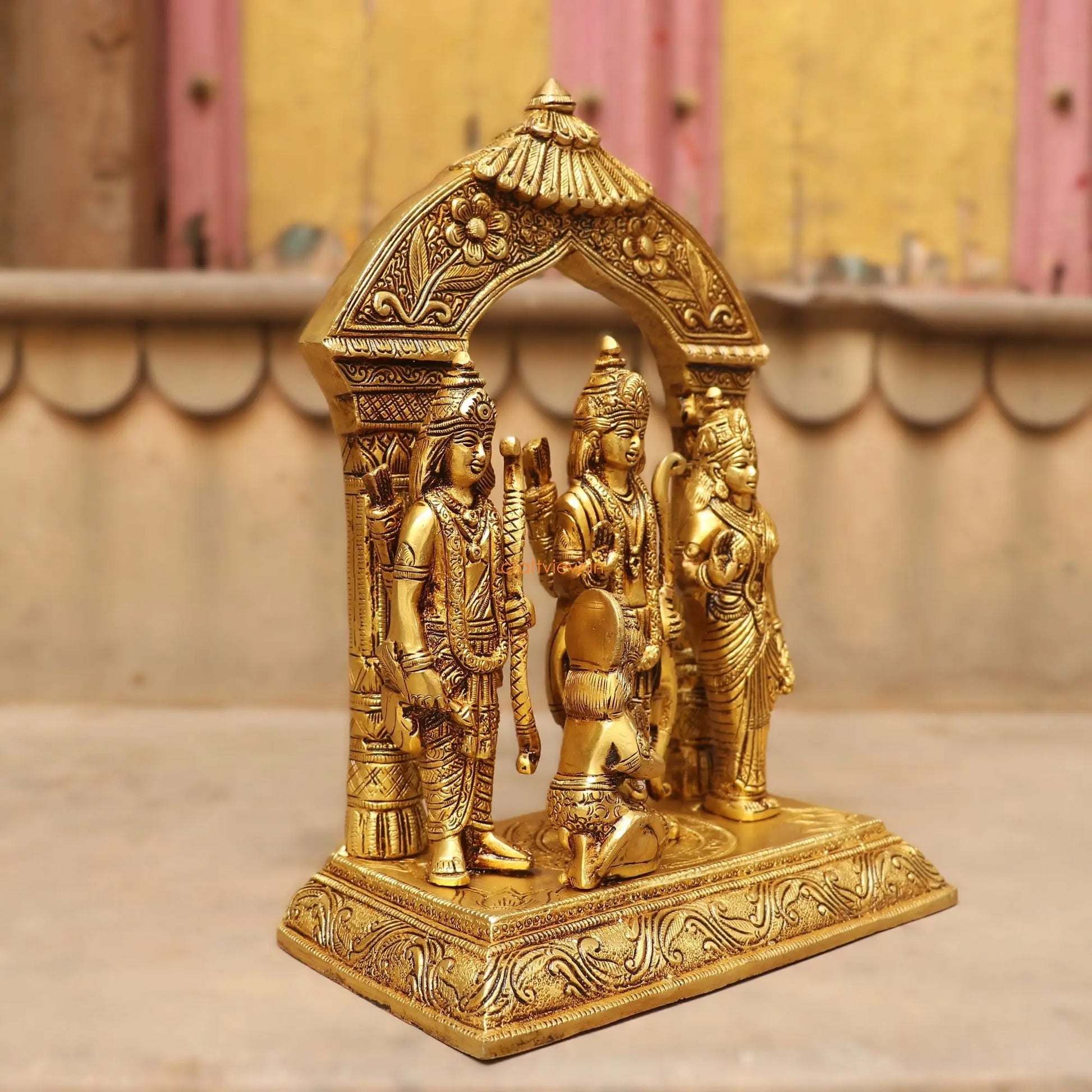 Brass Ramdarbar Idol With Prabhavali 12" - Craftview